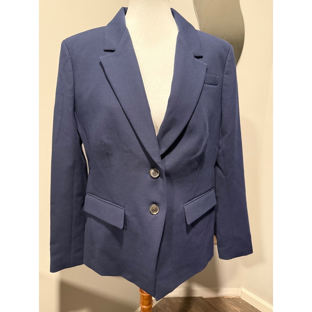 J.Crew Madelyn Blazer Womens 14T Navy‎ Blue Carreman Fabric Two-Button CD072